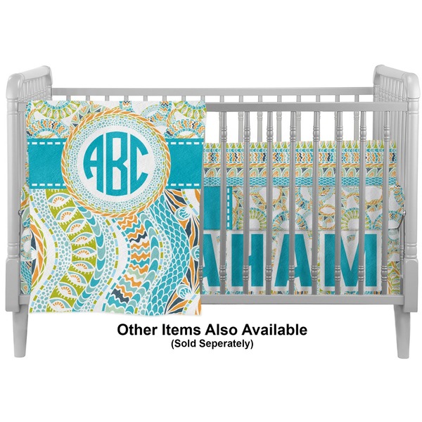 Teal Circles & Stripes Crib - Profile Sold Seperately