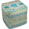 Teal Circles & Stripes Cube Poof Ottoman (Bottom)