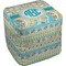 Teal Circles & Stripes Cube Poof Ottoman (Top)