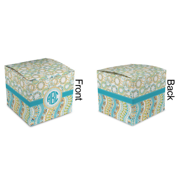 Teal Circles & Stripes Cubic Gift Box - Approval