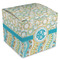Teal Circles & Stripes Cube Favor Gift Box - Front/Main