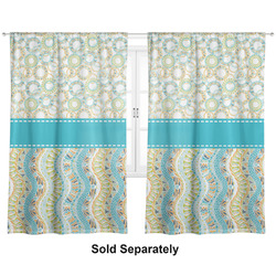 Teal Circles & Stripes Curtain Panel - Custom Size