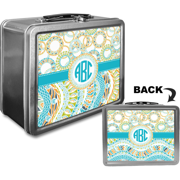 Teal Circles & Stripes Custom Lunch Box / Tin Approval