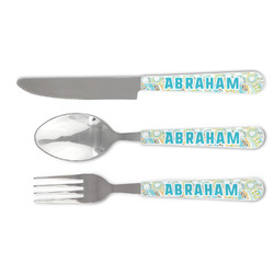 Teal Circles & Stripes Cutlery Set (Personalized)