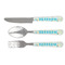 Teal Circles & Stripes Cutlery Set - FRONT