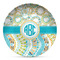Teal Circles & Stripes DecoPlate Oven and Microwave Safe Plate - Main