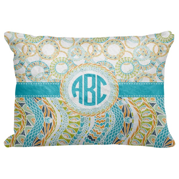 Custom Teal Circles & Stripes Decorative Baby Pillowcase - 16"x12" (Personalized)