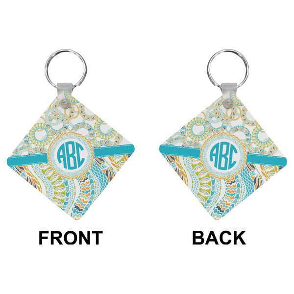 Teal Circles & Stripes Diamond Keychain (Front + Back)