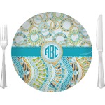 Teal Circles & Stripes 10" Glass Lunch / Dinner Plates - Single or Set (Personalized)