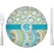 Teal Circles & Stripes 10" Glass Lunch / Dinner Plates - Single or Set (Personalized)