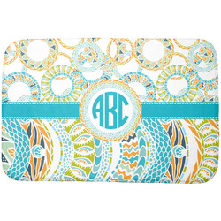 Teal Circles & Stripes Dish Drying Mat (Personalized)