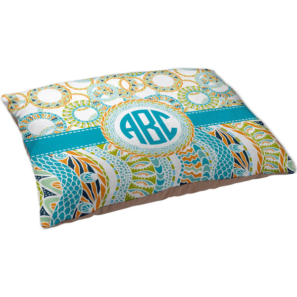 Teal Circles & Stripes Dog Bed - Large