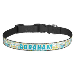 Teal Circles & Stripes Dog Collar (Personalized)