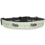 Teal Circles & Stripes Deluxe Dog Collar (Personalized)