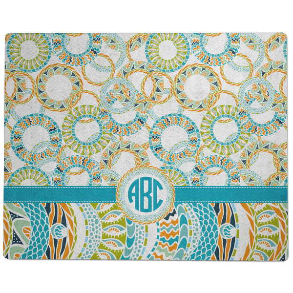 Teal Circles & Stripes Dog Food Mat - Large without Bowls