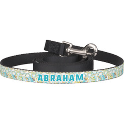 Teal Circles & Stripes Dog Leash (Personalized)