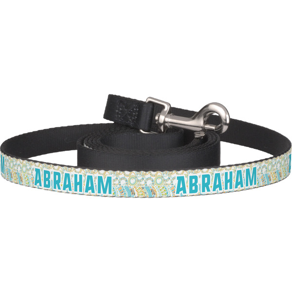 Custom Teal Circles & Stripes Dog Leash (Personalized)