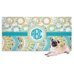 Teal Circles & Stripes Dog Towel (Personalized)