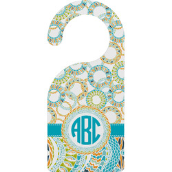 Teal Circles & Stripes Door Hanger w/ Monogram