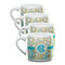 Teal Circles & Stripes Double Shot Espresso Mugs - Set of 4 Front