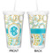 Teal Circles & Stripes Double Wall Tumbler with Straw - Approval