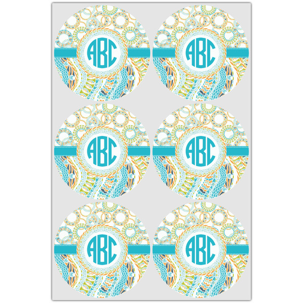 Teal Circles & Stripes Drink Topper - Large - Set of 6