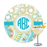Teal Circles & Stripes Printed Drink Topper (Personalized)