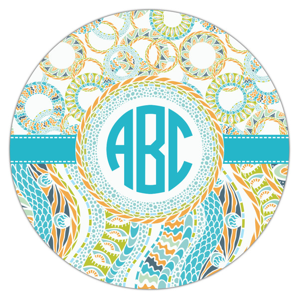 Teal Circles & Stripes Drink Topper - Large - Single