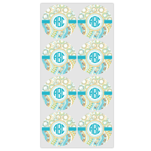 Teal Circles & Stripes Drink Topper - Medium - Set of 12