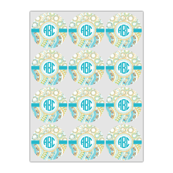 Teal Circles & Stripes Drink Topper - Small - Set of 12