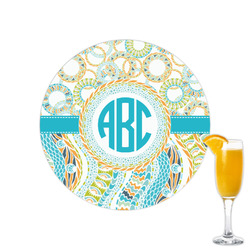 Teal Circles & Stripes Printed Drink Topper - 2.15" (Personalized)