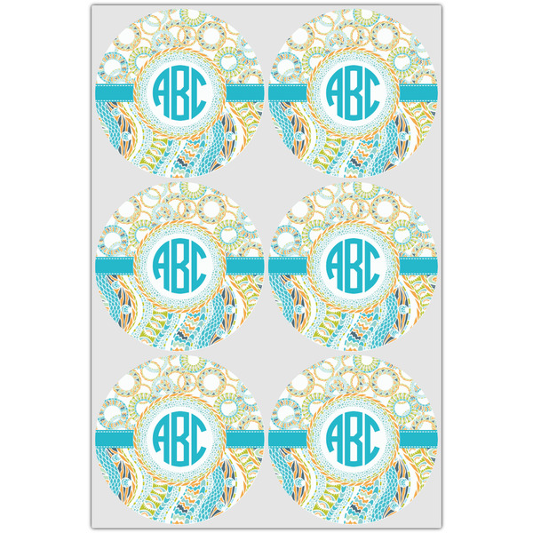 Teal Circles & Stripes Drink Topper - XLarge - Set of 6