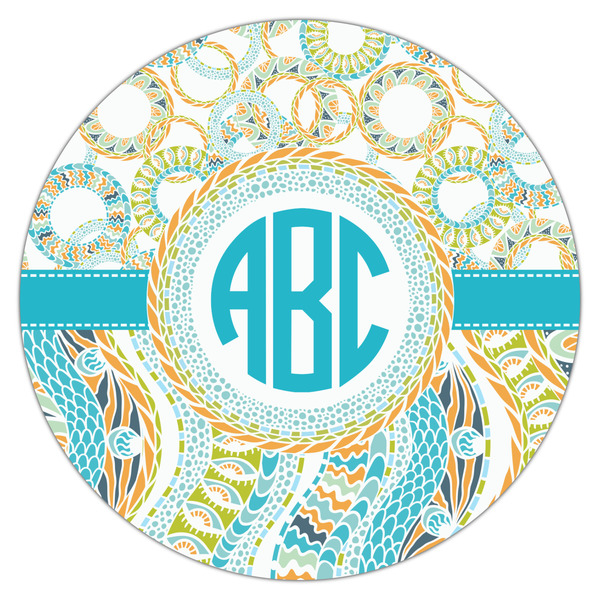 Teal Circles & Stripes Drink Topper - XLarge - Single