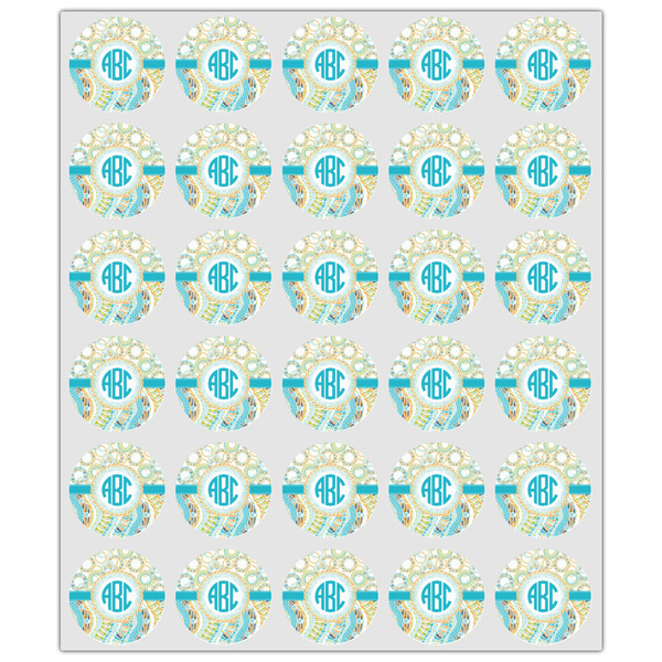 Teal Circles & Stripes Drink Topper - XSmall - Set of 30