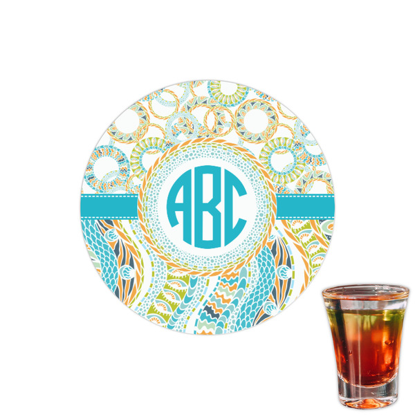 Custom Teal Circles & Stripes Printed Drink Topper - 1.5" (Personalized)
