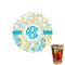 Teal Circles & Stripes Printed Drink Topper - 1.5" (Personalized)
