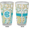 Teal Circles & Stripes Pint Glass - Full Color - Front & Back Views