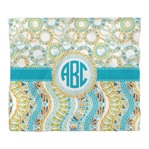 Teal Circles & Stripes Duvet Cover - King - Front