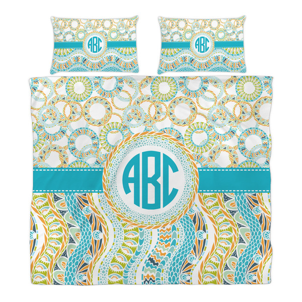 Teal Circles & Stripes Duvet Cover Set - King - Alt Approval