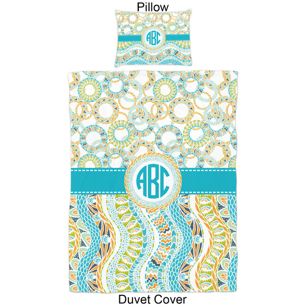 Teal Circles & Stripes Duvet Cover Set - Twin - Approval