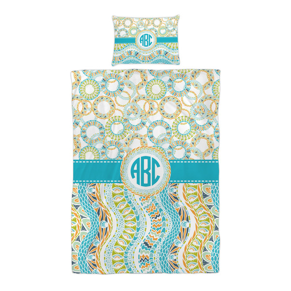 Teal Circles & Stripes Duvet Cover Set - Twin XL - Alt Approval