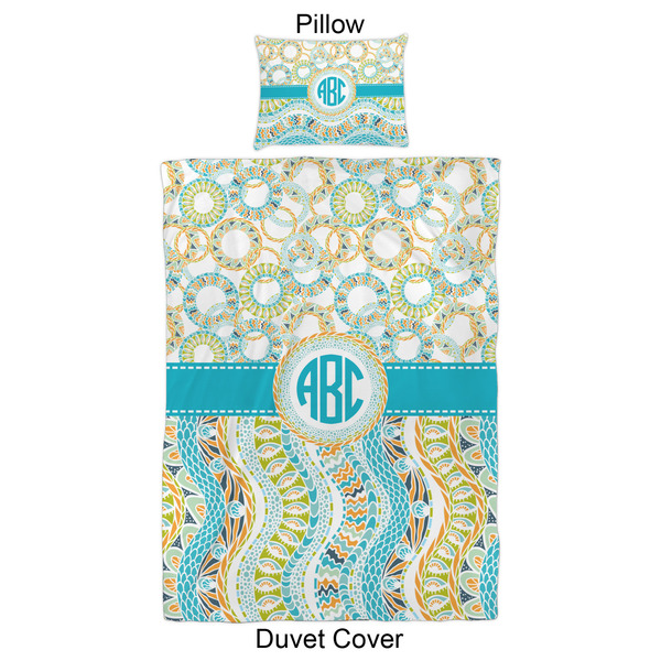 Teal Circles & Stripes Duvet Cover Set - Twin XL - Approval