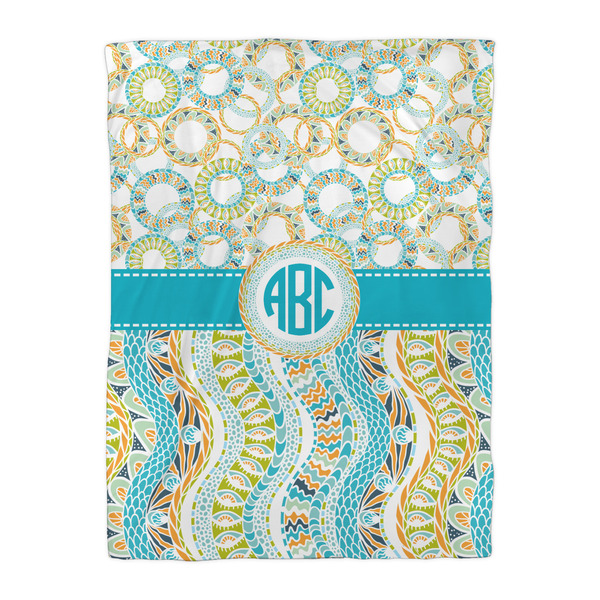 Teal Circles & Stripes Duvet Cover - Twin XL - Front