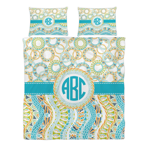 Teal Circles & Stripes Duvet cover Set - Queen - Alt Approval