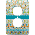 Teal Circles & Stripes Electric Outlet Plate