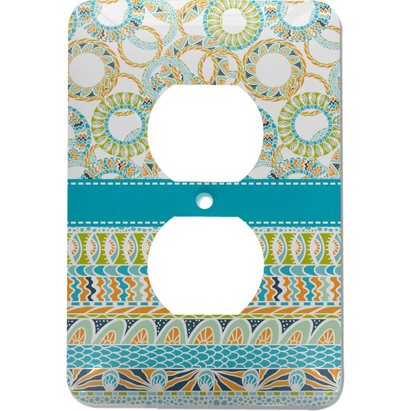 Custom Teal Circles & Stripes Electric Outlet Plate