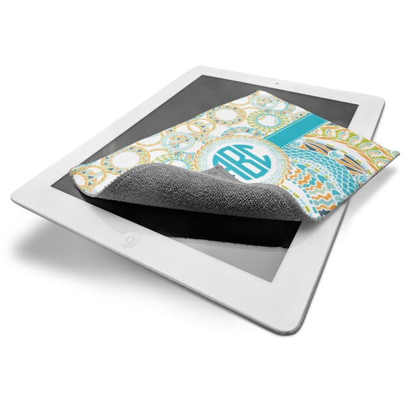 Teal Circles & Stripes Electronic Screen Wipe - iPad