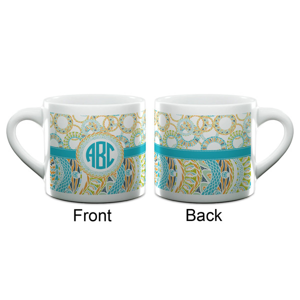 Teal Circles & Stripes Espresso Cup - 6oz (Double Shot) (APPROVAL)