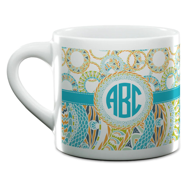 Teal Circles & Stripes Espresso Cup - 6oz (Double Shot) (MAIN)