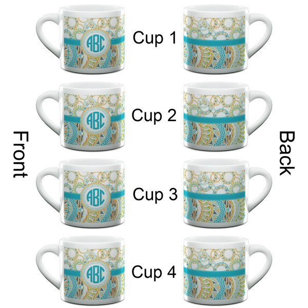 Teal Circles & Stripes Espresso Cup - 6oz (Double Shot Set of 4) APPROVAL